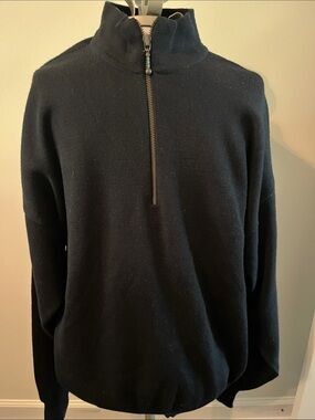 Vintage Meister Wool Blend Men's XL Black Half-Zip Pull Over Sweater Hong Kong